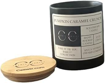 Ceewix Candles Pumpkin Caramel Crunch 60 Hour Burn time 2 Wick Soy Candle 12 Ounce. Gift idea with Various Blended Notes to Bring The Fall scents Home.