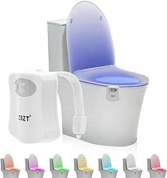 Toilet Night Light Motion Activated by ZSZT, Two Modes with 8 Color Changing, Sensor LED Washroom Night Light Fits Any Toilet (Practical Gift)