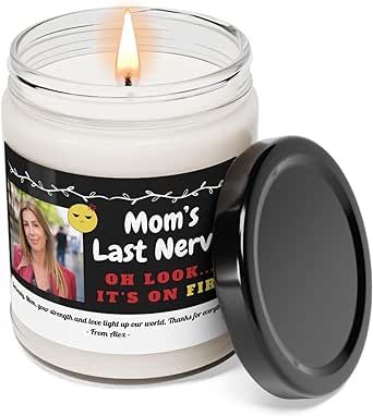 Personalized Scented Jar Candle - Unique Custom Mother's Day Gift for Mom, Mama Funny Christmas Present, 9 oz, 5 Scent Options