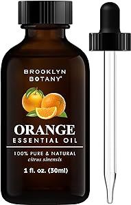 Brooklyn Botany Sweet Orange Essential Oil – 100% Pure and Natural – Therapeutic Grade Essential Oil with Dropper - Sweet Orange Oil for Aromatherapy and Diffuser - 1 Fl. OZ