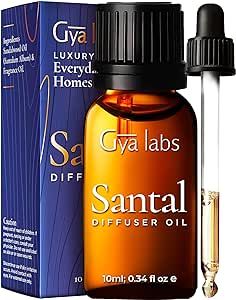 Gya Labs Santal Diffuser Oil Fragrance Oil Blend - Natural Aromatherapy Sandalwood Essential Oils for Diffusers for Home - Santal Perfume Oil for Car & Office Diffuser Scent - 100% Pure (0.34 Fl Oz)