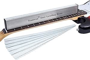 Frautron Fret Leveling Beam, 16 Inch Stainless Steel Fret Leveler Sanding Block, Guitar Fret Level File Bar Luthier Repair Tool with 2-Set of 120/240/320/400/600/1000 Grit Replacement Sandpaper