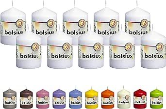 BOLSIUS 10 White Pillar Candles - 2.25 x 3.25 Inches - Premium European Quality - Individually Wrapped - 17 Hour Burn Time - Dripless Smokeless Unscented Dinner, Wedding, Party, & Restaurant Candles